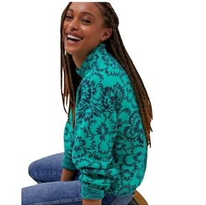 Anthropologie Maeve Carys Teal and Black Mockneck Sweater Size XL